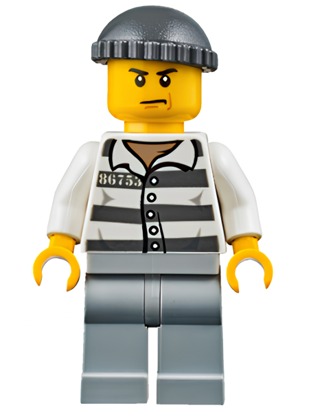 Минифигурка Lego Police - Jail Prisoner 86753 Prison Stripes jail006 U